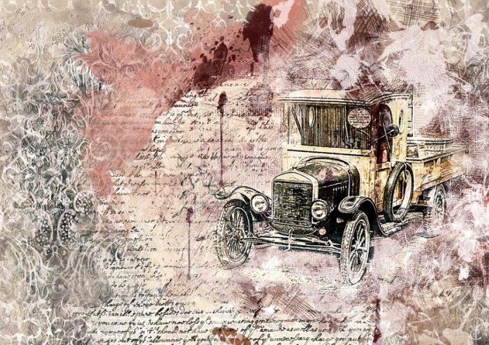 Car Old Car Art Abstract Artistic Watercolor 